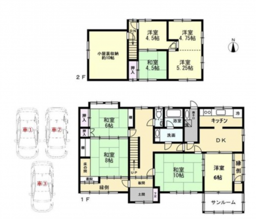 福山市新市町大字宮内、中古一戸建ての間取り画像です