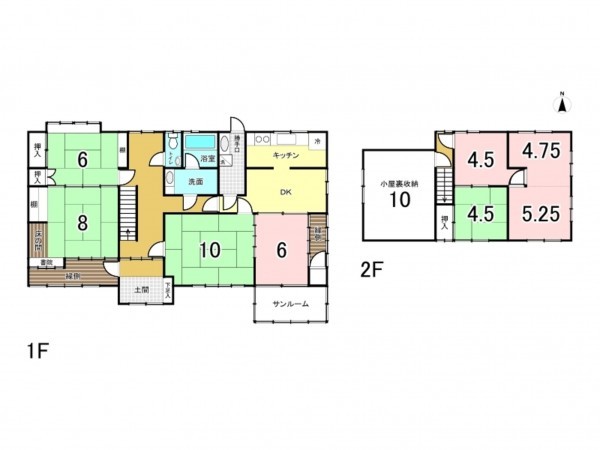 福山市新市町大字宮内、中古一戸建ての間取り画像です