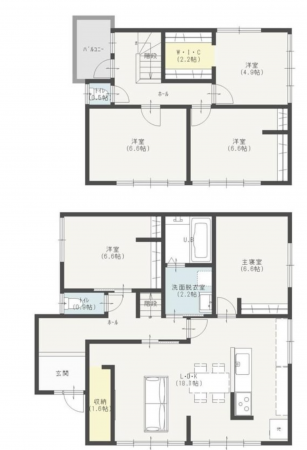 福山市新市町大字宮内、中古一戸建ての間取り画像です