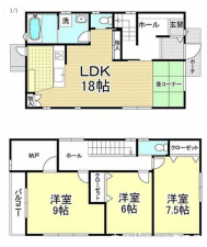福山市御幸町大字中津原、中古一戸建ての間取り画像です