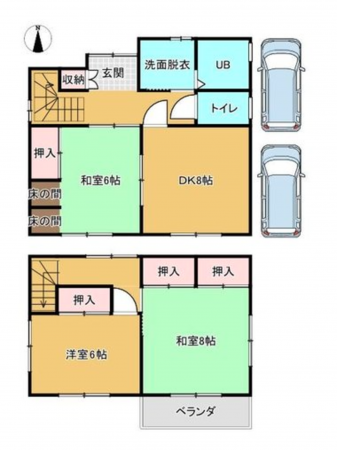 福山市千田町、中古一戸建ての間取り画像です