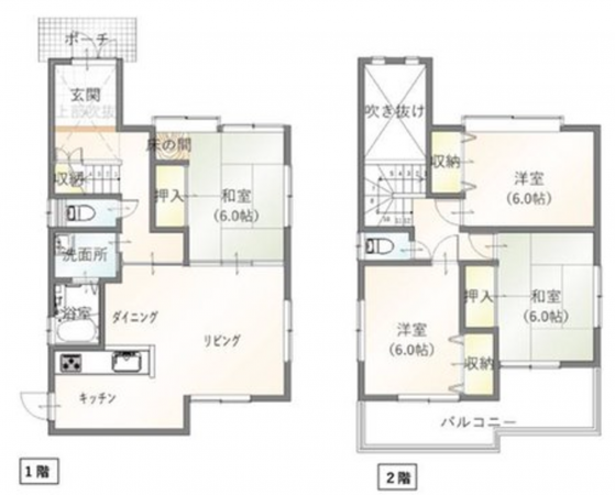 福山市山手町、中古一戸建ての間取り画像です