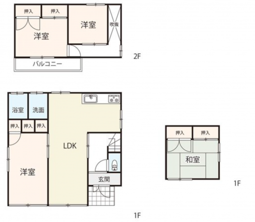 福山市、中古一戸建ての間取り画像です