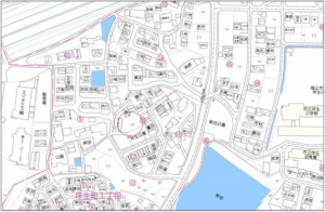 福山市坪生町、土地の地図画像です