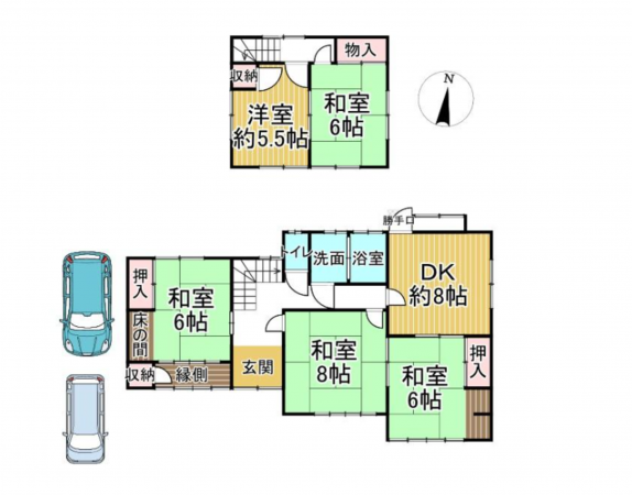 福山市大門町、中古一戸建ての間取り画像です