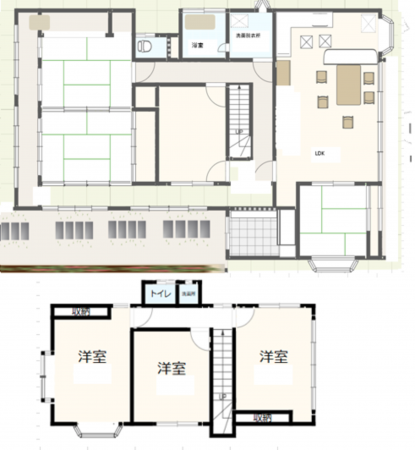 福山市、中古一戸建ての間取り画像です