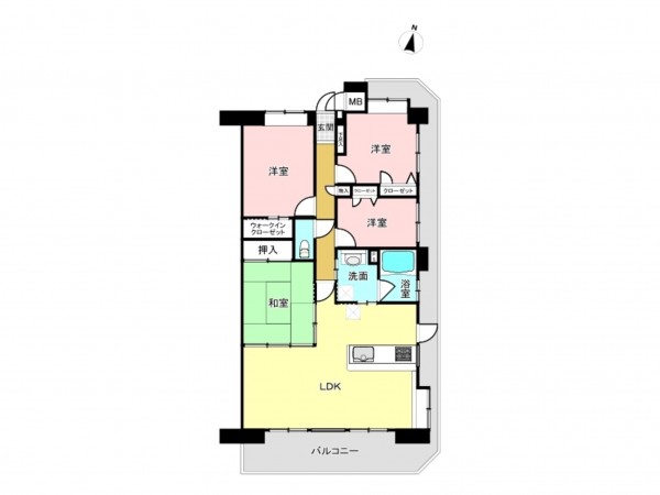 福山市北本庄、マンションの間取り画像です