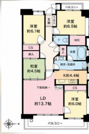 福山市城見町、マンションの間取り画像です