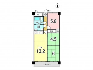 福山市日吉台、マンションの間取り画像です
