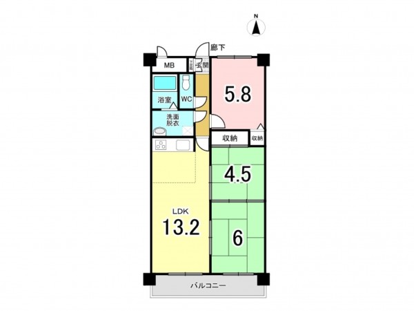 福山市日吉台、マンションの間取り画像です