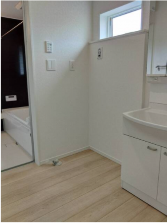 福山市水呑町、新築一戸建ての洗面画像です