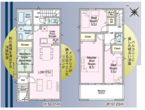 福山市沖野上町、新築一戸建ての間取り画像です