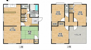 福山市坪生町、中古一戸建ての間取り画像です