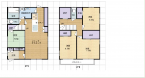 福山市坪生町、中古一戸建ての間取り画像です