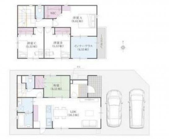 福山市草戸町、中古一戸建ての間取り画像です