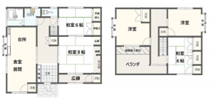 福山市駅家町大字万能倉、中古一戸建ての間取り画像です