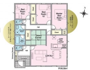 福山市、新築一戸建ての間取り画像です