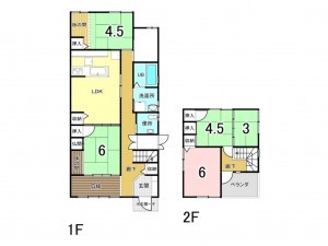 福山市御幸町大字上岩成、中古一戸建ての間取り画像です