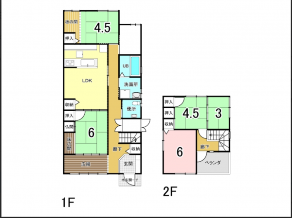 福山市御幸町大字上岩成、中古一戸建ての間取り画像です