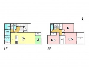 福山市南蔵王町、新築一戸建ての間取り画像です