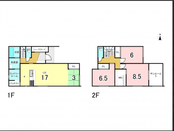 福山市南蔵王町、新築一戸建ての間取り画像です