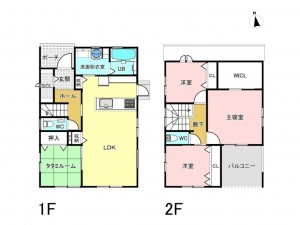 福山市神村町、中古一戸建ての間取り画像です