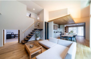 福山市南本庄、新築一戸建ての居間画像です