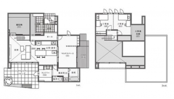 福山市南本庄、新築一戸建ての間取り画像です