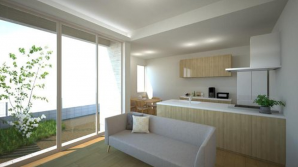 福山市多治米町、新築一戸建ての居間画像です