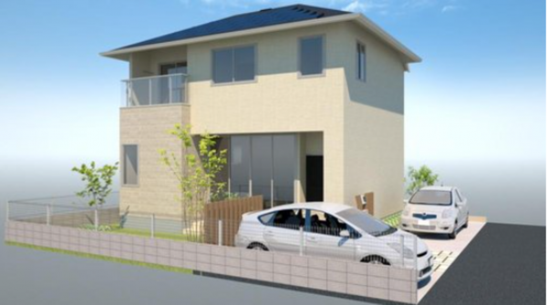 福山市多治米町、新築一戸建ての完成予想図（外観）画像です