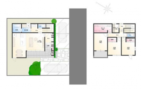 福山市多治米町、新築一戸建ての間取り画像です