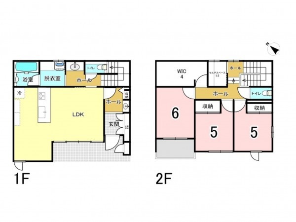 福山市多治米町、新築一戸建ての間取り画像です
