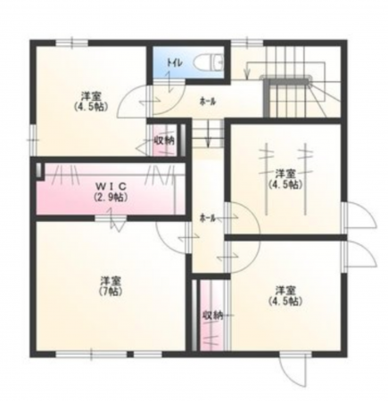 福山市東川口町、新築一戸建ての間取り画像です