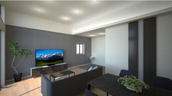 福山市東川口町、新築一戸建ての居間画像です