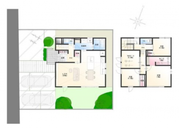 福山市大門町大門、新築一戸建ての間取り画像です