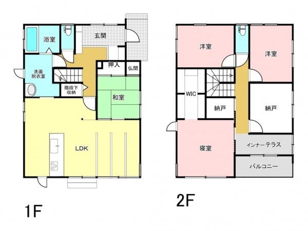 福山市新涯町、中古一戸建ての間取り画像です