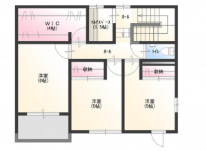 福山市多治米町、新築一戸建ての間取り画像です