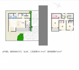福山市多治米町、新築一戸建ての間取り画像です