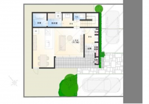福山市多治米町、新築一戸建ての間取り画像です