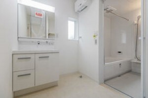 福山市千代田町、新築一戸建ての洗面画像です