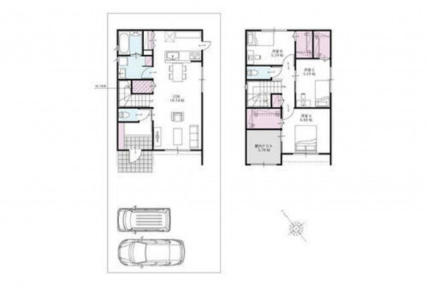 福山市千代田町、新築一戸建ての間取り画像です