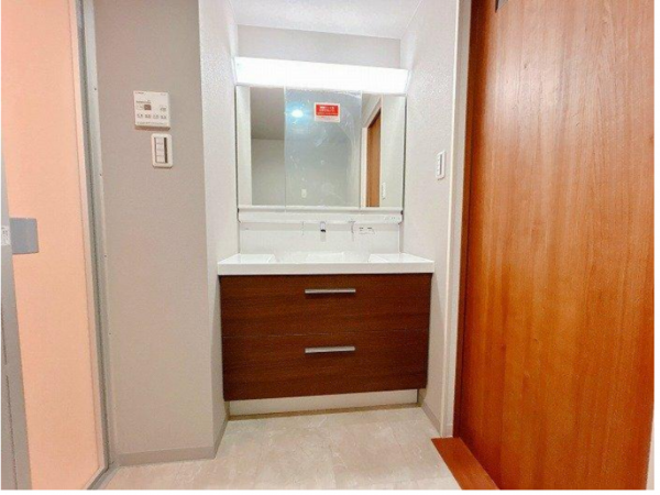 福山市南手城町、マンションの洗面画像です