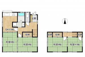 福山市千田町、中古一戸建ての間取り画像です