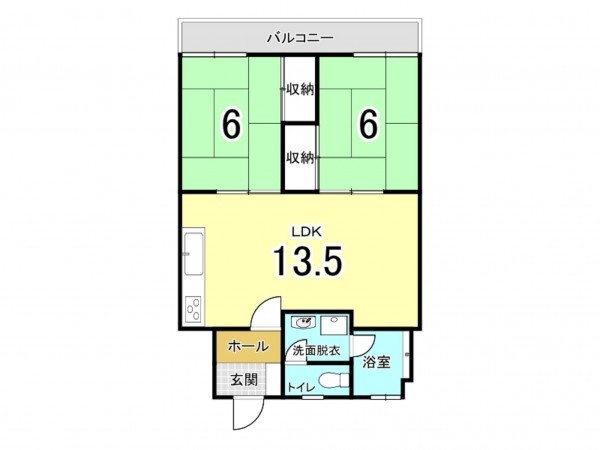福山市南本庄、マンションの間取り画像です