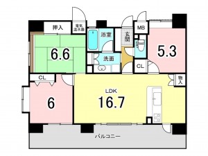 福山市入船町、マンションの間取り画像です