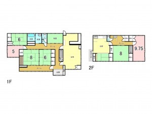 福山市新市町大字戸手、中古一戸建ての間取り画像です