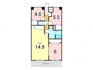 福山市日吉台、マンションの間取り画像です