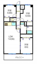 福山市日吉台、マンションの間取り画像です