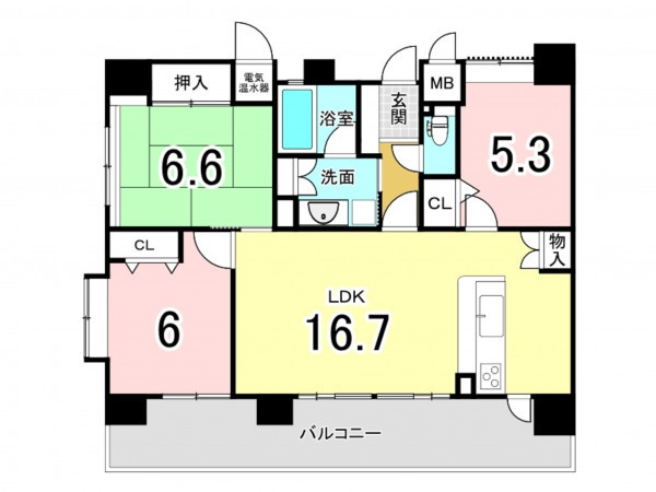 福山市入船町、マンションの間取り画像です