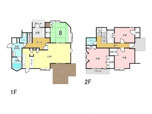福山市明王台、中古一戸建ての間取り画像です